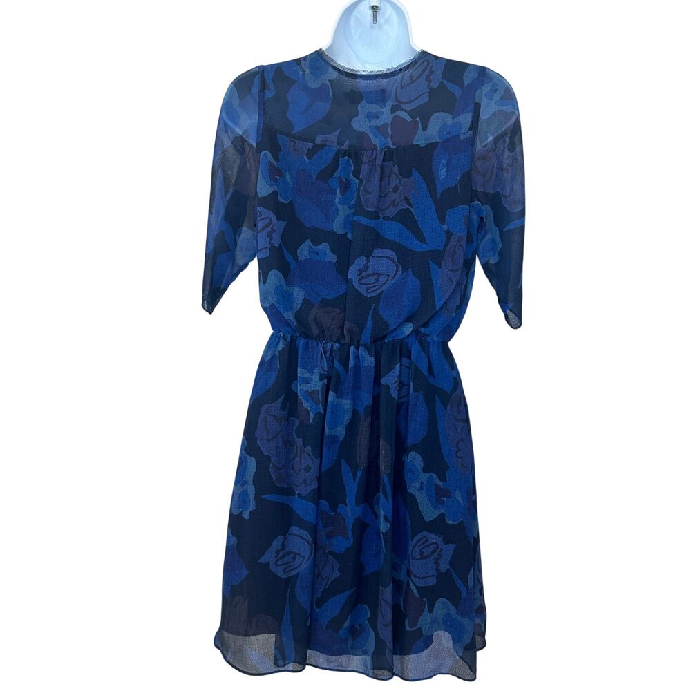 Ted Baker Blue Rose Mini Wrap Dress SIZE 0 Party Special Occasion Cocktail $300 - Picture 8 of 10